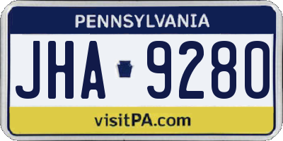 PA license plate JHA9280