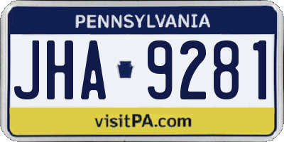 PA license plate JHA9281