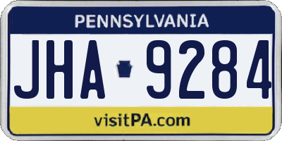 PA license plate JHA9284