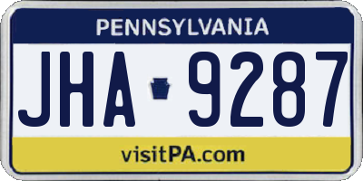 PA license plate JHA9287