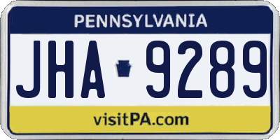 PA license plate JHA9289