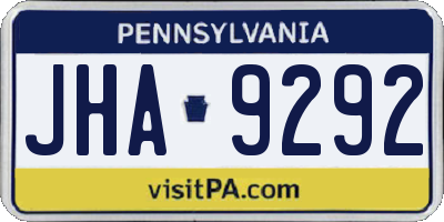PA license plate JHA9292