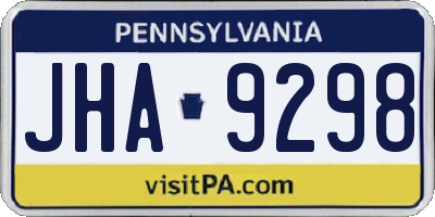 PA license plate JHA9298