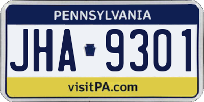 PA license plate JHA9301
