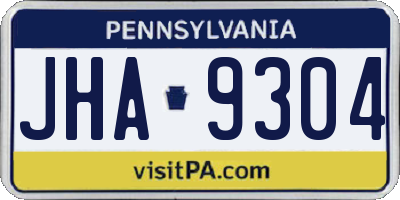 PA license plate JHA9304