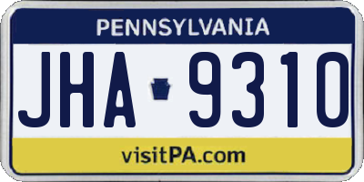 PA license plate JHA9310