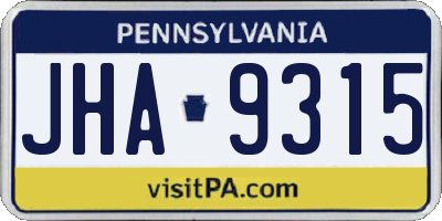 PA license plate JHA9315