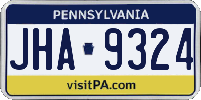 PA license plate JHA9324