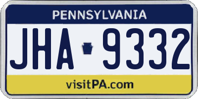 PA license plate JHA9332