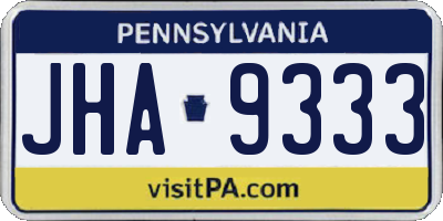PA license plate JHA9333