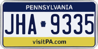 PA license plate JHA9335