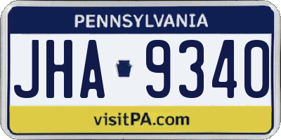 PA license plate JHA9340