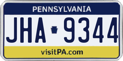 PA license plate JHA9344