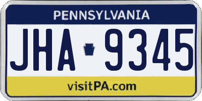 PA license plate JHA9345