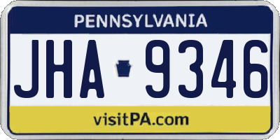 PA license plate JHA9346