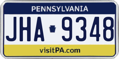 PA license plate JHA9348