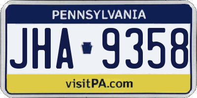 PA license plate JHA9358
