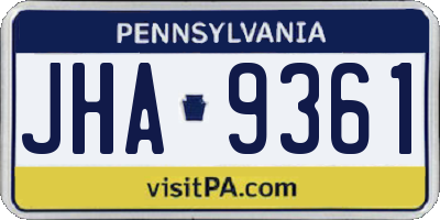 PA license plate JHA9361