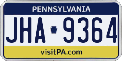 PA license plate JHA9364