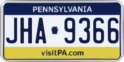 PA license plate JHA9366