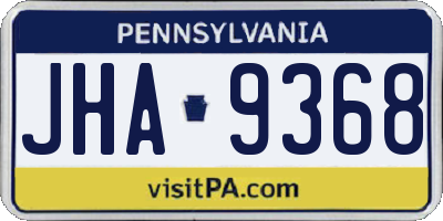 PA license plate JHA9368