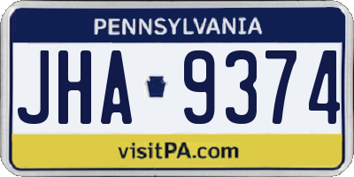 PA license plate JHA9374