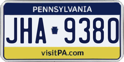 PA license plate JHA9380