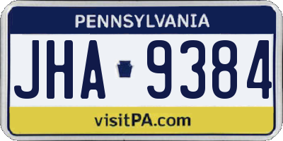 PA license plate JHA9384