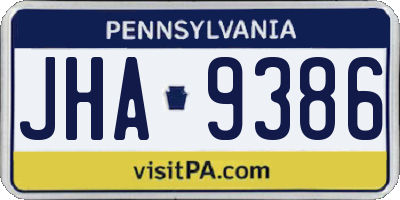 PA license plate JHA9386