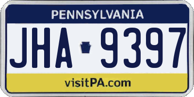 PA license plate JHA9397