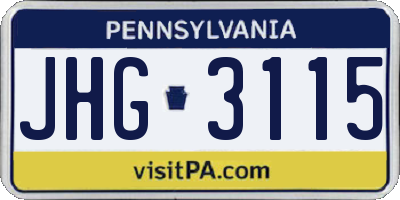 PA license plate JHG3115