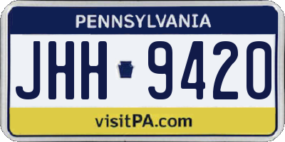PA license plate JHH9420