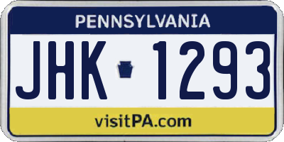 PA license plate JHK1293