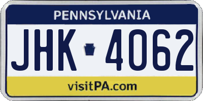 PA license plate JHK4062