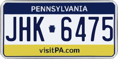 PA license plate JHK6475