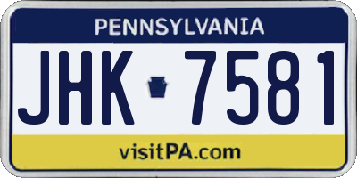 PA license plate JHK7581