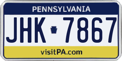 PA license plate JHK7867