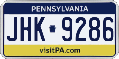PA license plate JHK9286