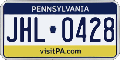 PA license plate JHL0428