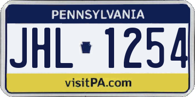 PA license plate JHL1254