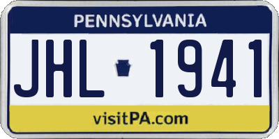 PA license plate JHL1941