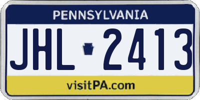 PA license plate JHL2413