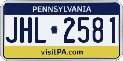 PA license plate JHL2581