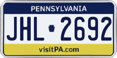 PA license plate JHL2692