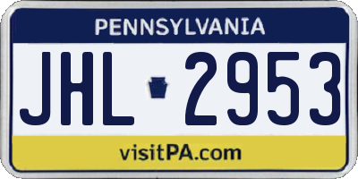 PA license plate JHL2953