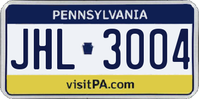 PA license plate JHL3004
