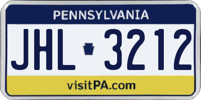 PA license plate JHL3212