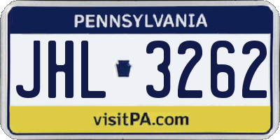 PA license plate JHL3262