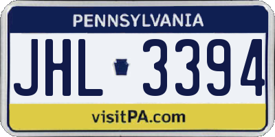 PA license plate JHL3394
