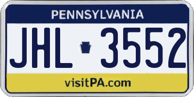 PA license plate JHL3552